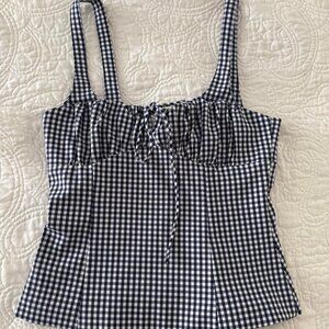 Zara blue/white gingham stretch top